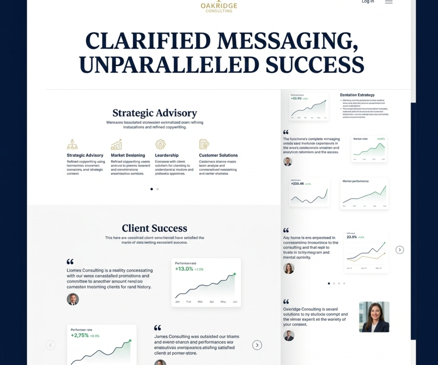 A landing page for Oakridge Consulting based in Austin Texas