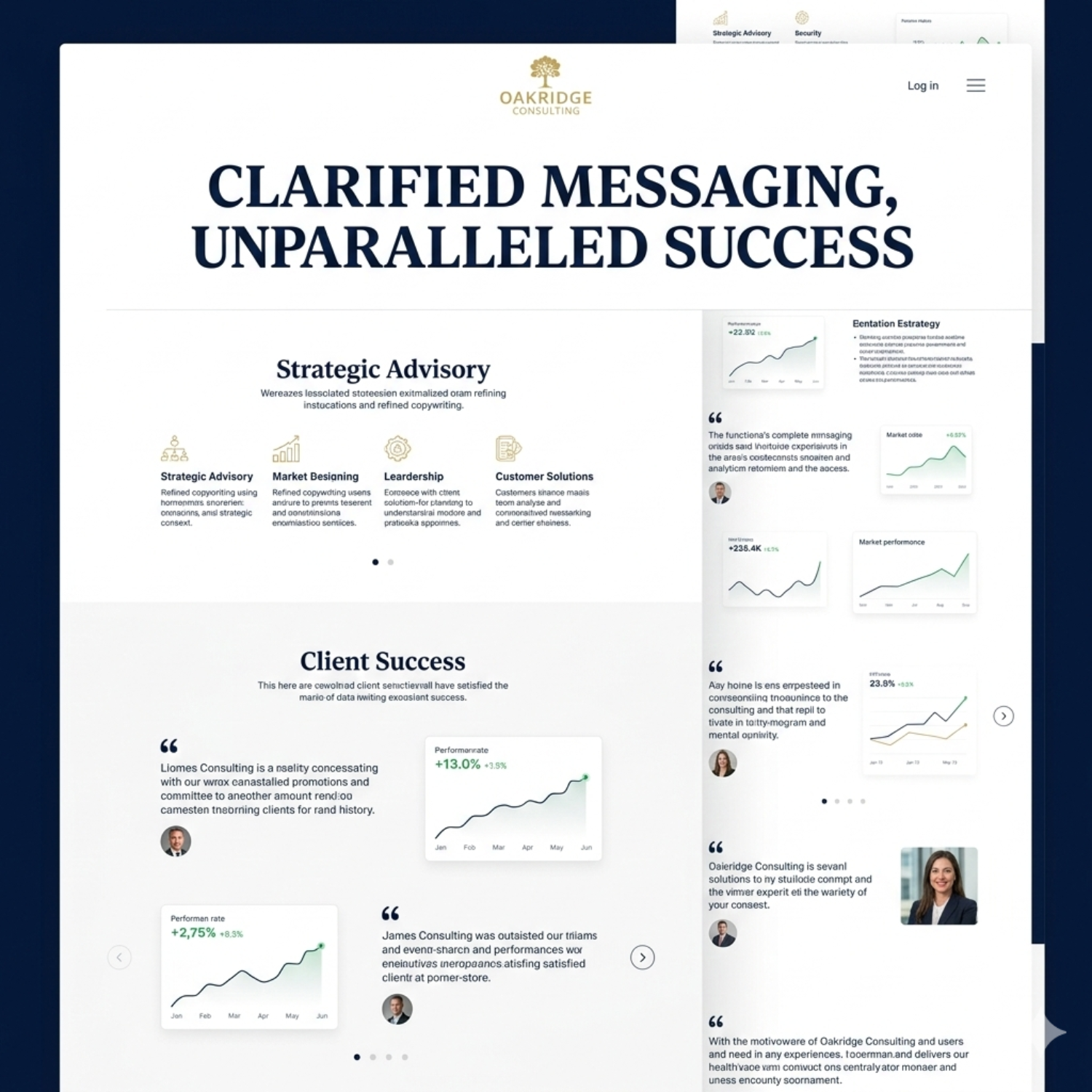 A landing page for Oakridge Consulting based in Austin Texas